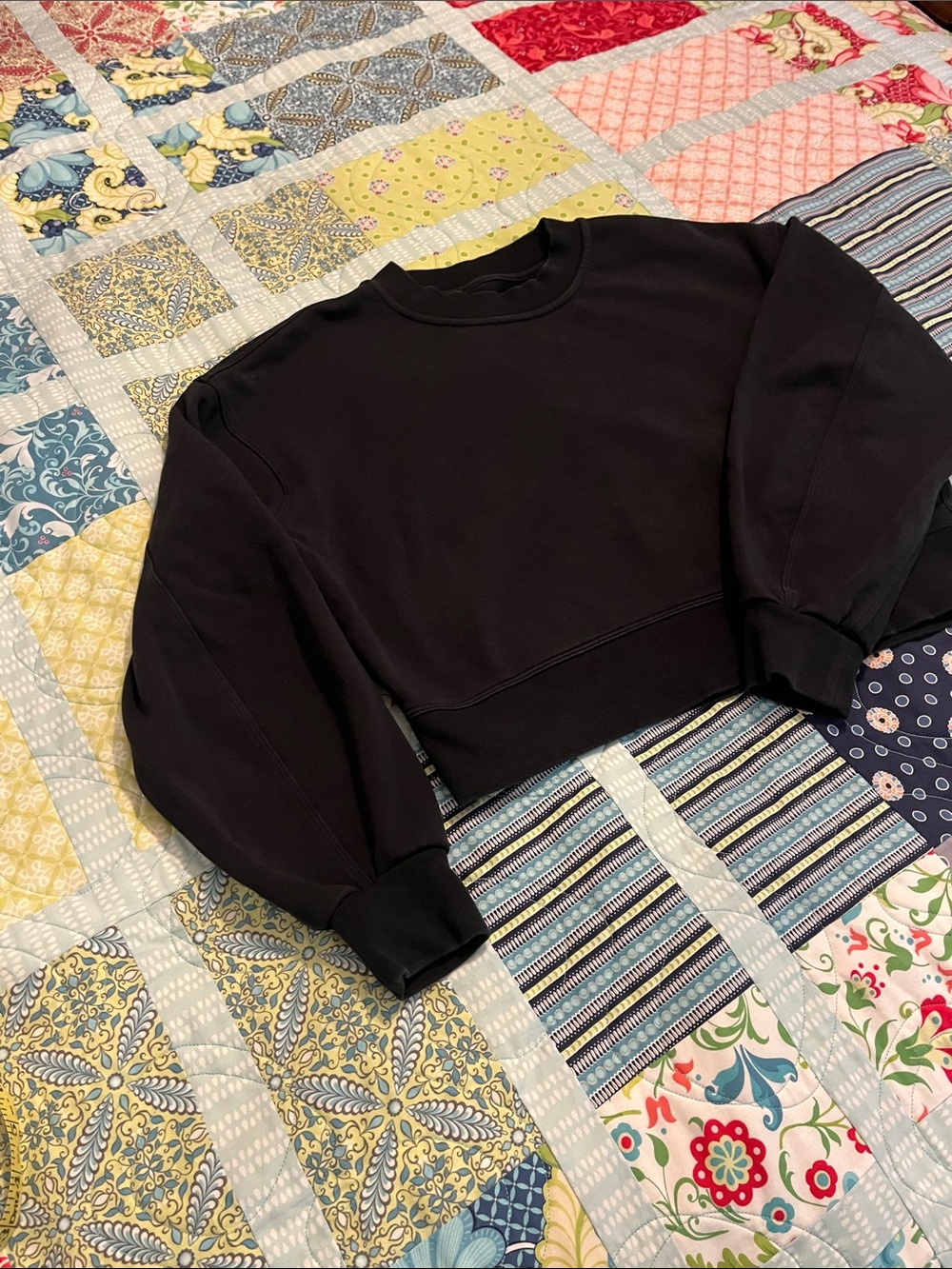 lululemon athletica Black Cropped Crewneck Sweatshirt